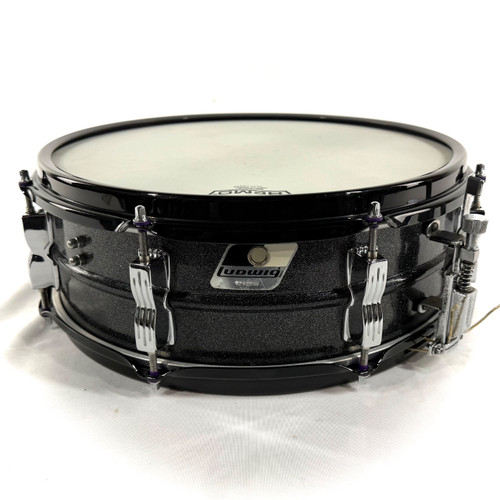Vist Large View of Product Image Which is Used Ludwig Acrolite Black Galaxy Vintage Metal Snare Drum 14"
