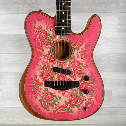 Vist Large View of Product Image Which is Used Fender Limited-edition American Acoustasonic Telecaster - Pink Paisley - Gig Bag Included