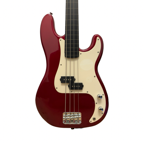 Vist Large View of Product Image Which is Used SQUIER P-BASS FRETLESS COPY P Type Bass Guitar Red 4-String