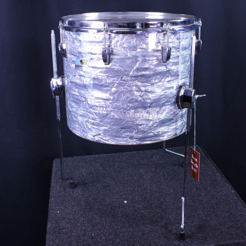 Vist Large View of Product Image Which is Used Ludwig 15X12 CONCERT FLOOR TOM OLIVE BADGE Vintage Floor Tom Silver/Gray 15"