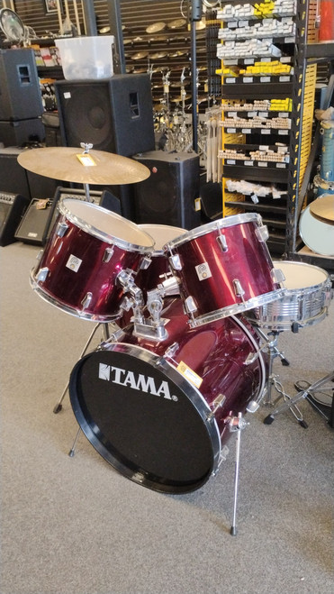 Vist Large View of Product Image Which is Used Percussion Plus COMPLETE 5 PC KIT HARDWARE AND CYMBALS Drum Shells and Hardware Red