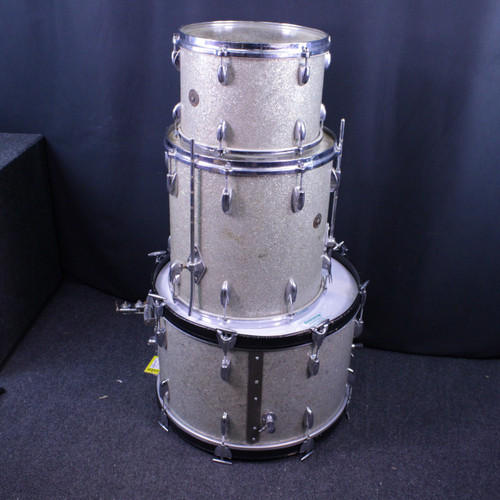 Vist Large View of Product Image Which is Used Gretsch 3PC PROGRESSIVE DRUM KIT 1970S Vintage Drum Shell Kit Silver/Gray
