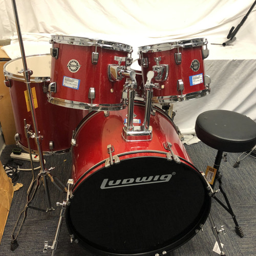 Vist Large View of Product Image Which is Used Ludwig ACCENT CS COMBO W/HARDWARE Drum Shells and Hardware Red