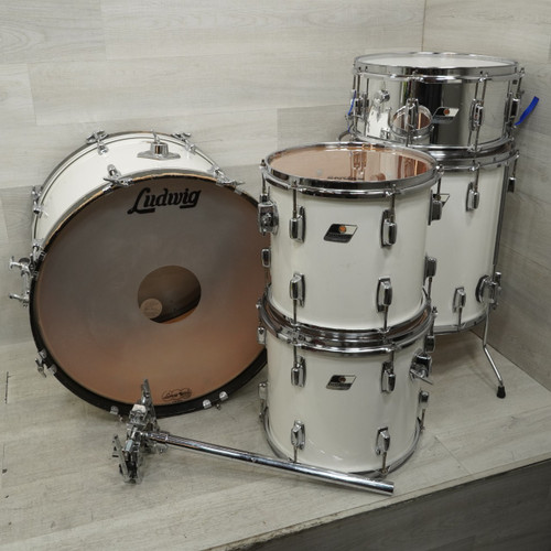 Vist Large View of Product Image Which is Used Ludwig Rocker Vintage Drum Shell Kit White