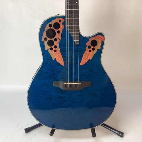Vist Large View of Product Image Which is Used Ovation CELECBRITY CE44P Laminate Top Acoustic Guitar Blue