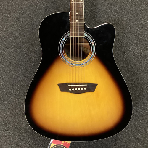 Vist Large View of Product Image Which is Used Washburn WA90CEV Laminate Top Acoustic Guitar Cherry Sunburst