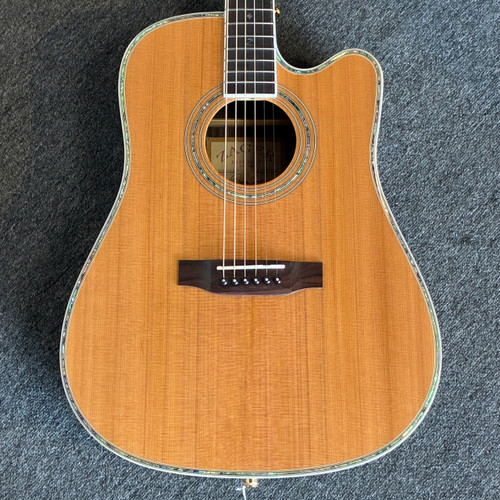 Vist Large View of Product Image Which is Used Zager ZAD-80CE Solid Top Acoustic Guitar Natural