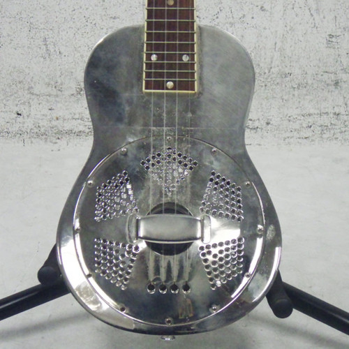 Vist Large View of Product Image Which is Used Recording King RU-998 Resonator  Ukulele Silver/Gray