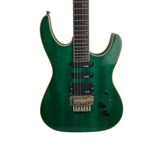 Vist Large View of Product Image Which is Used Vantage SUPERSTRAT HSS FLOYD ROSE Vintage S Type Electric Guitar Green 6-String