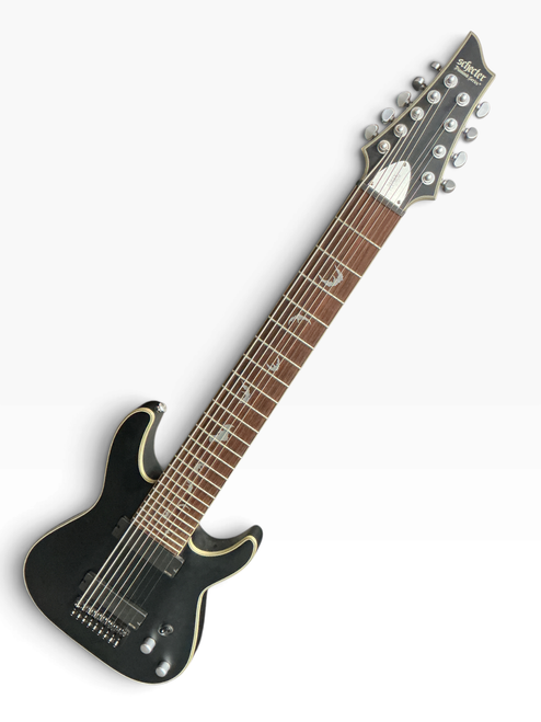 Vist Large View of Product Image Which is Used Schecter DAMIEN PLATINUM 9 STRING Modern Metal Electric Guitar Black Other