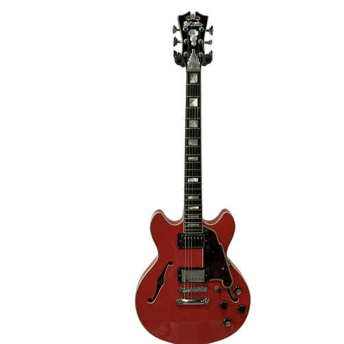 Vist Large View of Product Image Which is Used D'Angelico DAPMINIDCFRSCB Semi-Hollow Electric Guitar Red 6-String