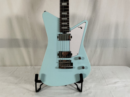 Vist Large View of Product Image Which is Used STERLING BY MUSICMAN MARIPOSA Offset Double Cutaway Electric Guitar Blue 6-String
