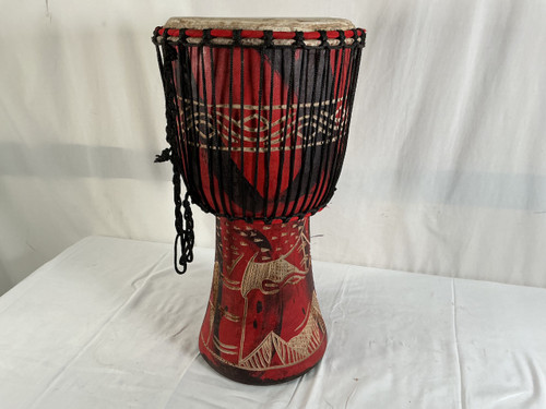 Vist Large View of Product Image Which is Used NO BRAND (Brandless Product) HAND CARVED MED DJEMBE RED RHINOCEROS Djembe