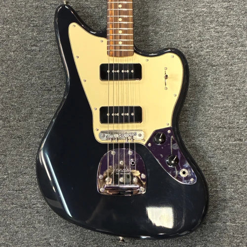 Vist Large View of Product Image Which is Used Fender PLAYER II JAGUAR W MODS Refinished Offset Double Cutaway Electric Guitar Silver/Gray 6-String