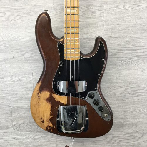 Vist Large View of Product Image Which is Used Fender JAZZ BASS MOCHA 1975 --PLAY WEAR Vintage J Type Bass Guitar Brown 4-String