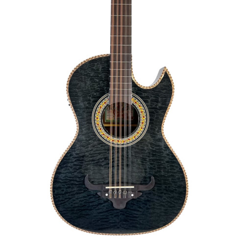 Vist Large View of Product Image Which is Used Oscar Schmidt OH32SEQ Bajo Quinto Acoustic-Electric Transparent Black
