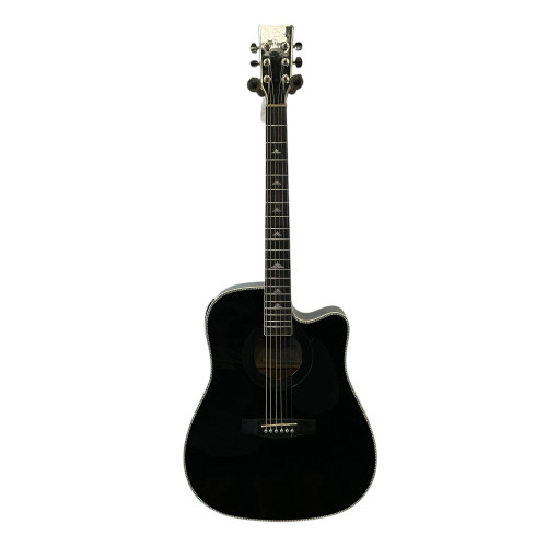 Vist Large View of Product Image Which is Used Esteban BLACK SILVER CUTAWAY GUITAR Laminate Top Acoustic Guitar Black