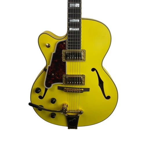 Vist Large View of Product Image Which is Used D'Angelico DELUXE 175 LH Semi-Hollow Electric Guitar Yellow 6-String
