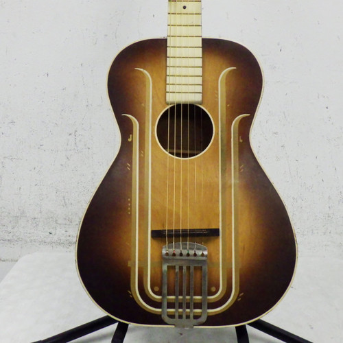 Vist Large View of Product Image Which is Used Art Deco Parlor Acoustic Guitar Vintage Laminate Top Acoustic Guitar Custom Graphics