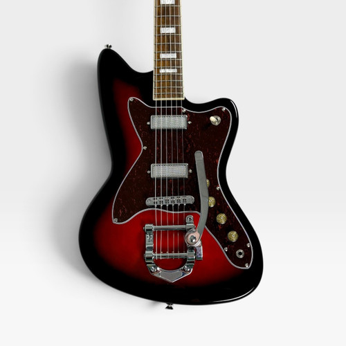 Vist Large View of Product Image Which is Used Silvertone 1478 VRSB Reissue Electric Guitar Red Silver Flake Burst 6-String