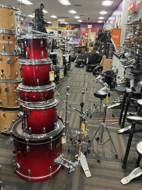 Vist Large View of Product Image Which is Used Pearl 5-PC SESSION CUSTOM MAPLE KIT + HARDWARE Drum Shells and Hardware Red