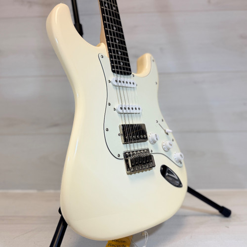 Vist Large View of Product Image Which is Used Donner Seeker Series HSS Electric Guitar – Vintage White – Maple Neck