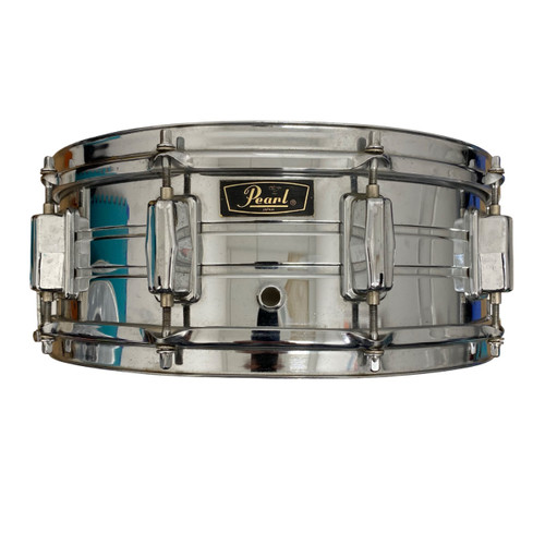 Vist Large View of Product Image Which is Used Pearl VINTAGE 70S CHROME/BRASS MIJ 10-LUG Vintage Metal Snare Drum 14"