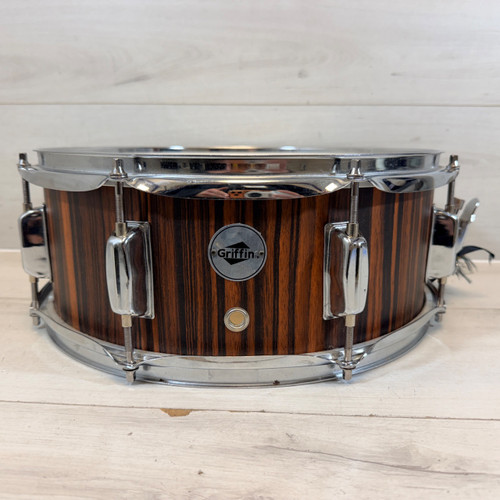Vist Large View of Product Image Which is Used Griffin 14" Wood Snare Drum – Brown Woodgrain Finish