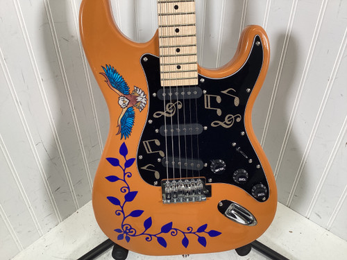 Vist Large View of Product Image Which is Used Glarry SSS STRAT S Type Electric Guitar Orange 6-String