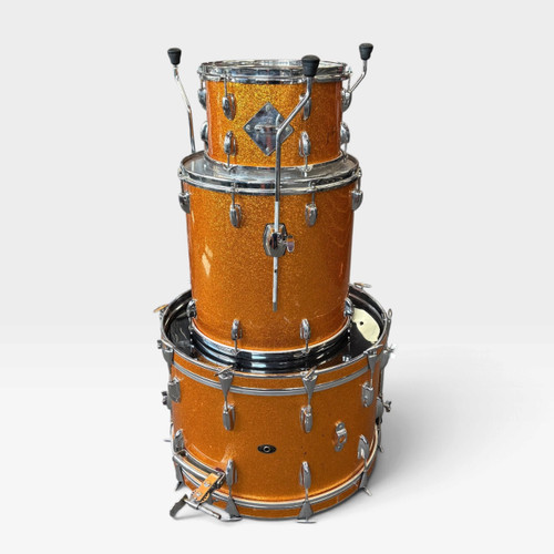 Vist Large View of Product Image Which is Used Slingerland 3PC Vintage Drum Shell Kit Orange Sparkle
