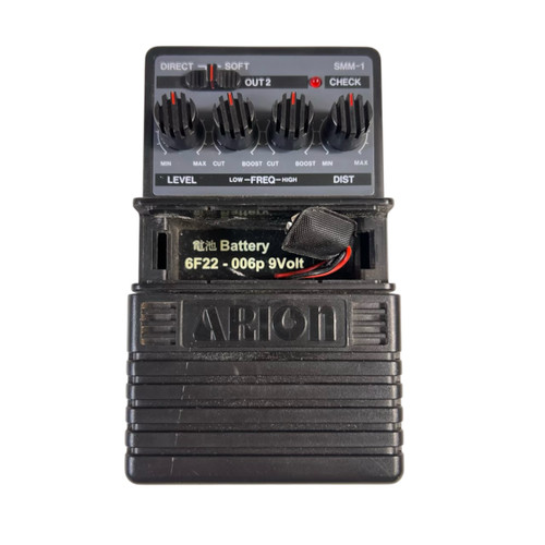 Vist Large View of Product Image Which is Used Arion SMM-1 Metal Master Distortion Guitar Effects Pedal (Missing Battery Cover)