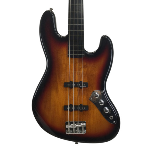 Vist Large View of Product Image Which is Used Squier Fretless Jazz Bass Guitar Sunburst 4-String