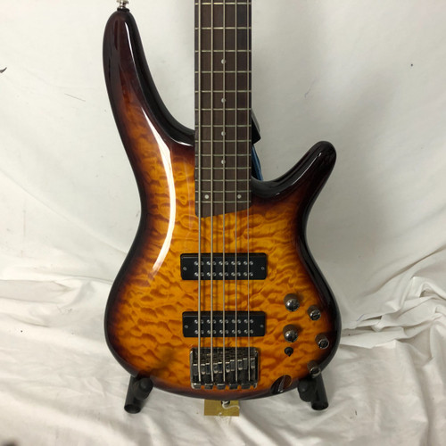 Vist Large View of Product Image Which is Used Ibanez SR405EQM Bass Guitar Sunburst 5-String