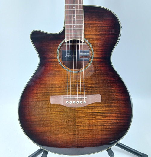 Vist Large View of Product Image Which is Used Ibanez AEG19LII LEFT-HANDED Laminate Top Acoustic Guitar Tobacco Sunburst