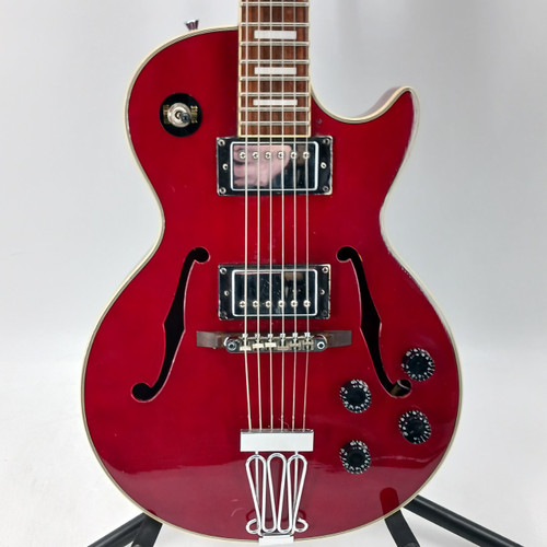 Vist Large View of Product Image Which is Used STELLAR LP STYLE F HOLES Semi-Hollow Electric Guitar Red 6-String