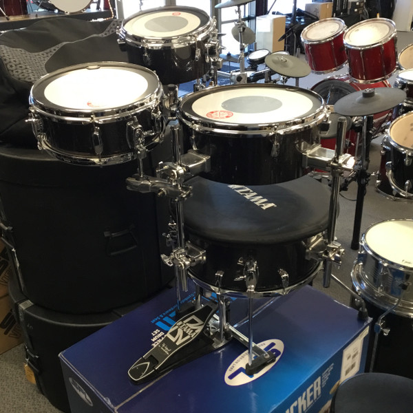 Used PDP DOUBLE DRIVE 7 PIECE Drum Shells and Hardware Green 22