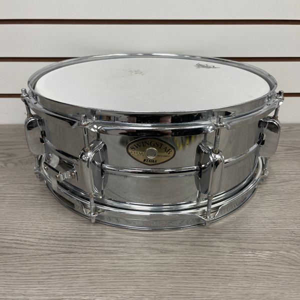 Used Pearl MIRROR CHROME STEEL SHELL SNARE Metal Snare Drum 14