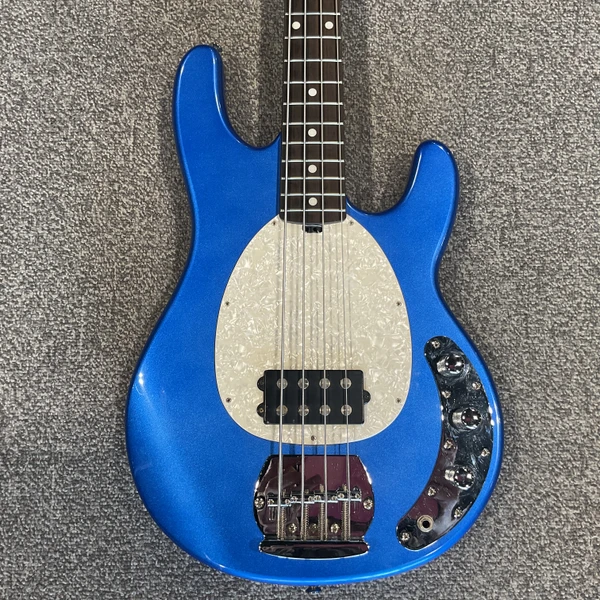Used OLP ERNIE BALL STING RAY 4 STRING Bass Guitar Blue 4-String