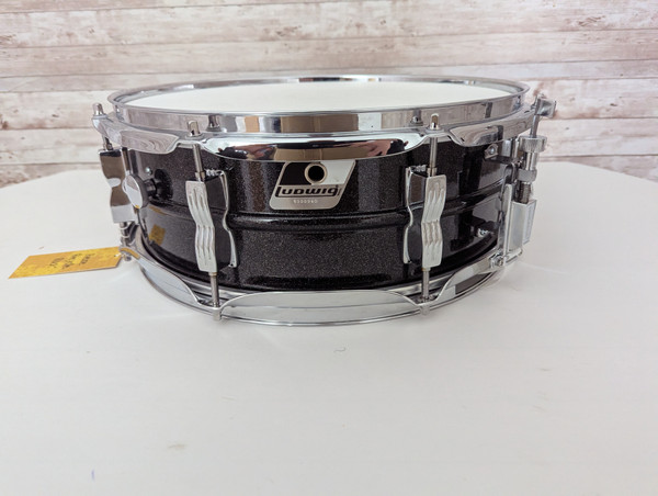 Used Ludwig LM404 ACROLITE BLACK GALAXY SNARE Metal Snare Drum 14