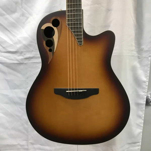 Used Ovation PINNACLE 386T WITH OHSC Solid Top Acoustic Guitar Black