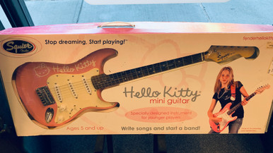 Used Squier HELLO KITTY MINI GUITAR Electric Guitar Pink 6