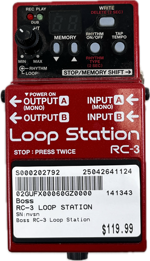 Used Boss RC-3 LOOP STATION Looper Pedal
