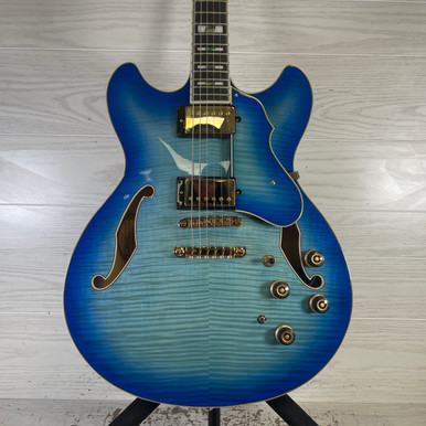 Used Ibanez AS153-JBB-12-02 Semi-Hollow Electric Guitar Blue