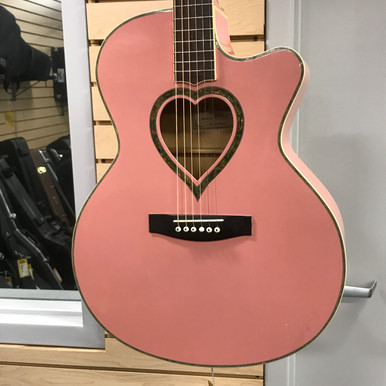 ♡JJ Heart ハート型 ピンク ケース付 アコースティックギター Used JJ HEART Vintage Laminate Top Acoustic Guitar Pink