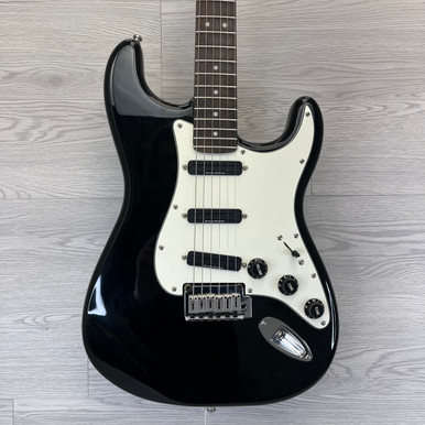 Used Squier DELUXE HOT RAILS STRAT S Type Electric Guitar Black 6