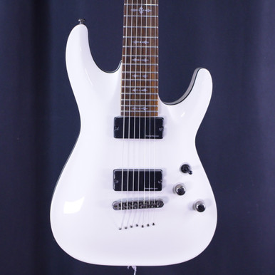 Used Schecter DEMON 7 STRING Modern Metal Electric Guitar White 7
