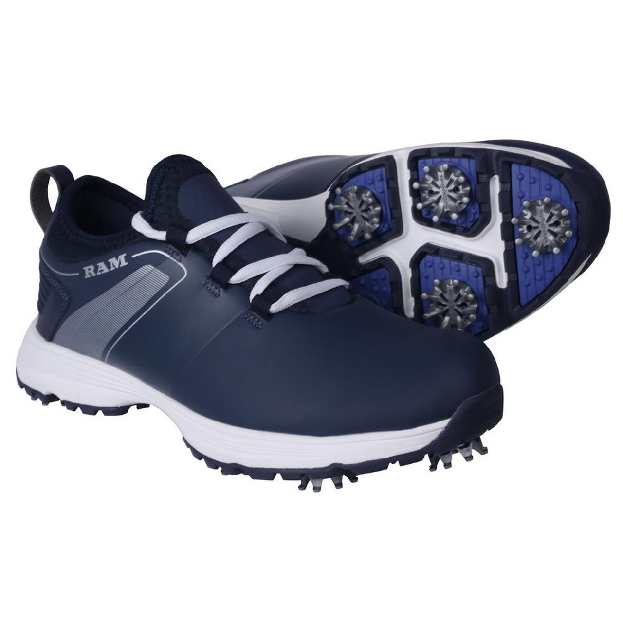 Ram Golf XT1 Mens Waterproof Golf Shoes, Spiked, Blue - RamGolf.co.uk