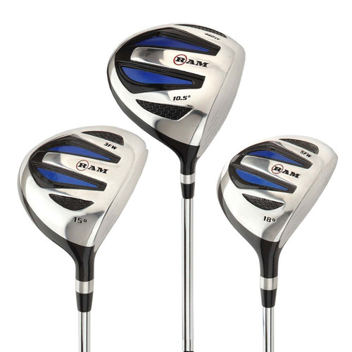 Ram Golf EZ3 Mens Steel Wood Set Driver 3 & 5 Wood Headcovers Included