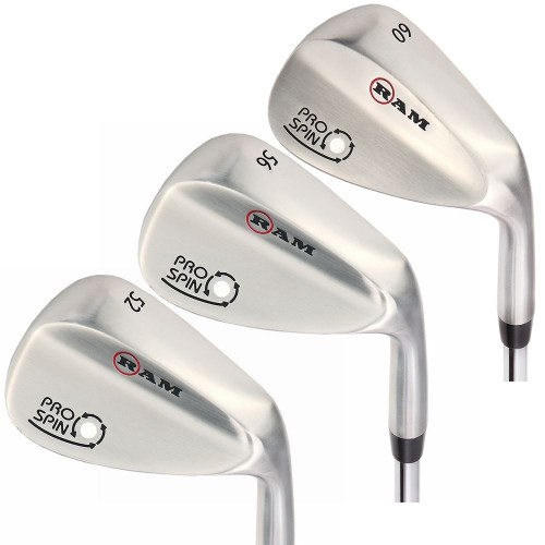 Ram Golf Pro Spin 3 Wedge Set - 52°, 56°, 60° - Mens Right Hand, Graphite Shaft