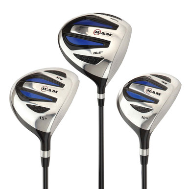 Ram Golf EZ3 Mens Graphite Wood Set Driver 3 & 5 Wood Headcovers Included Ram Golf EZ3 Mens Graphite Wood Set Driver 3 & 5 Wood Headcovers Included